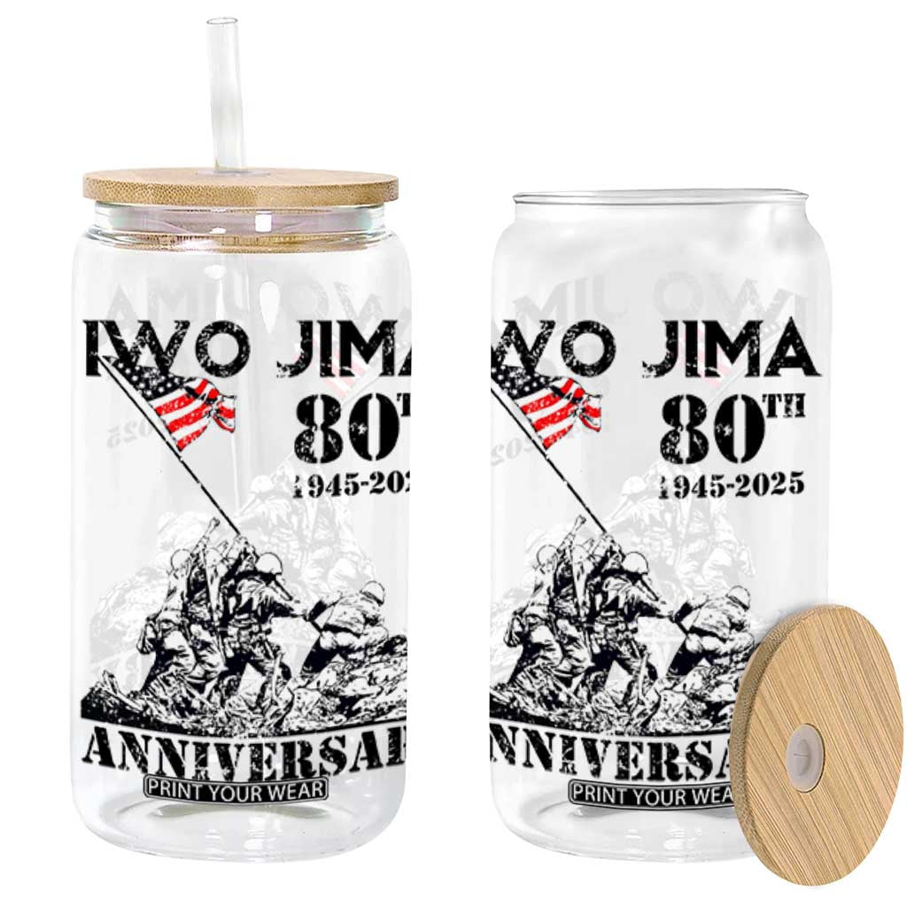 Iwo Jima WWII Veteran Glass Can 80th Anniversary 4th of July US Flag TS02 White Print Your Wear