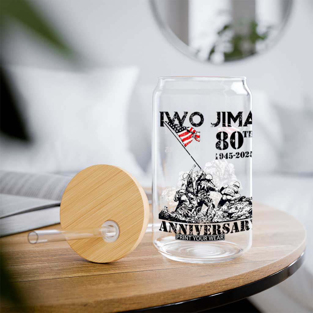 Iwo Jima WWII Veteran Glass Can 80th Anniversary 4th of July US Flag TS02 Print Your Wear