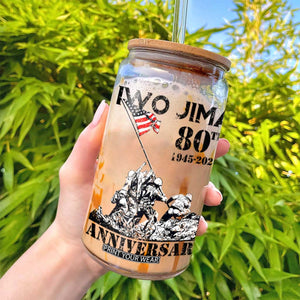 Iwo Jima WWII Veteran Glass Can 80th Anniversary 4th of July US Flag TS02 Print Your Wear