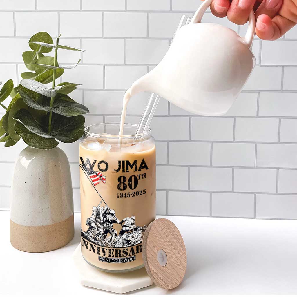 Iwo Jima WWII Veteran Glass Can 80th Anniversary 4th of July US Flag TS02 Print Your Wear