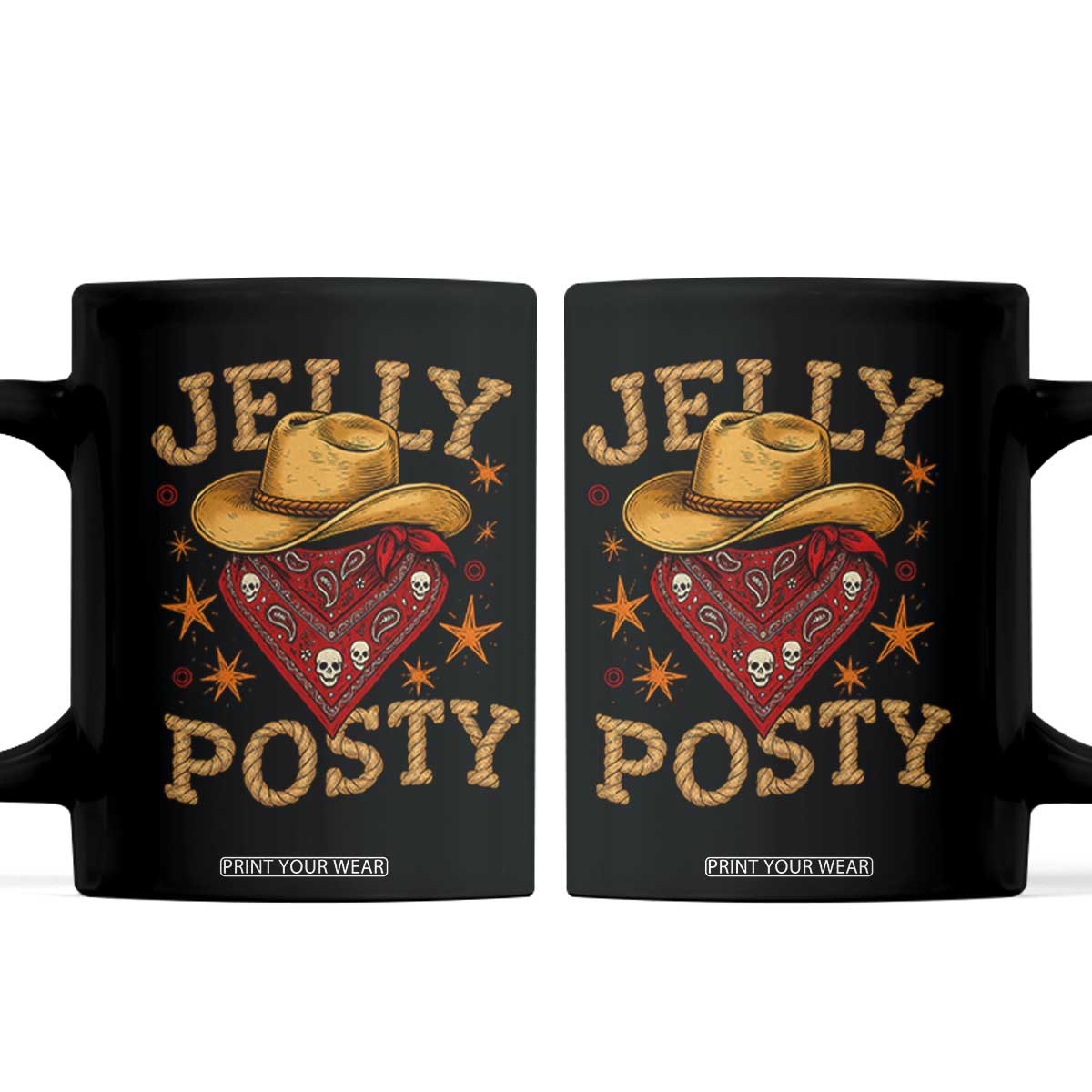 Jelly Posty Cowboy Bandana Coffee Mug Funny Country Western Rodeo TS02 Black Print Your Wear