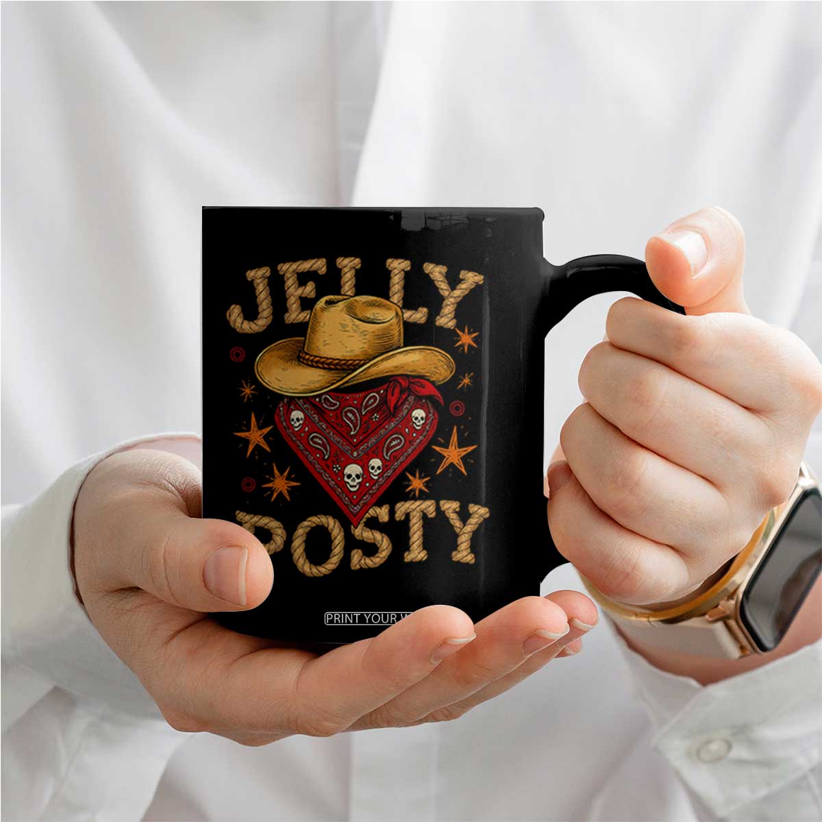 Jelly Posty Cowboy Bandana Coffee Mug Funny Country Western Rodeo TS02 Print Your Wear