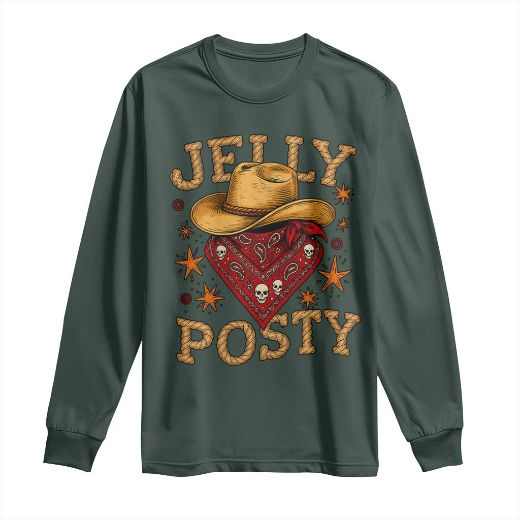 Jelly Posty Cowboy Bandana Long Sleeve Shirt Funny Country Western Rodeo TS02 Dark Forest Green Print Your Wear