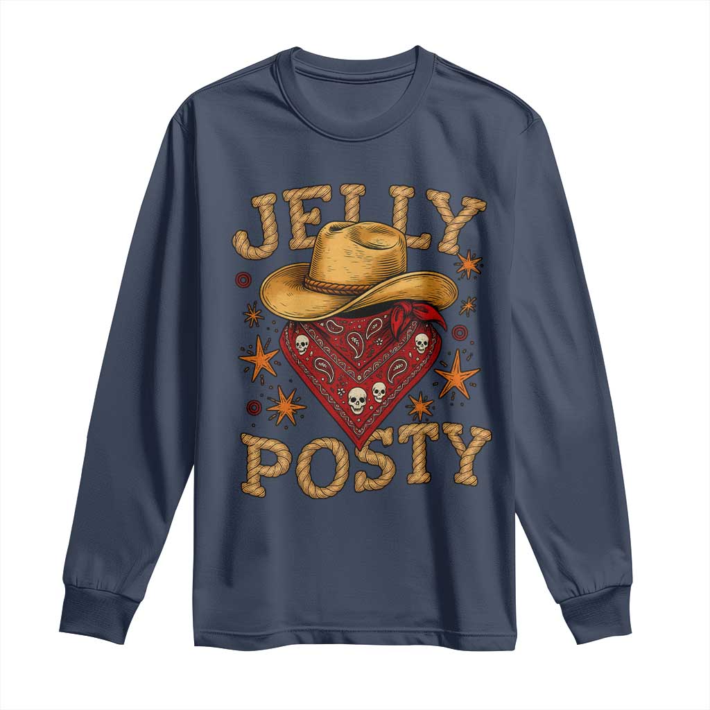 Jelly Posty Cowboy Bandana Long Sleeve Shirt Funny Country Western Rodeo TS02 Navy Print Your Wear