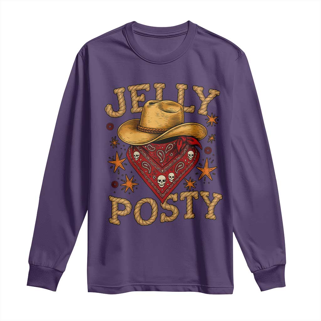 Jelly Posty Cowboy Bandana Long Sleeve Shirt Funny Country Western Rodeo TS02 Purple Print Your Wear