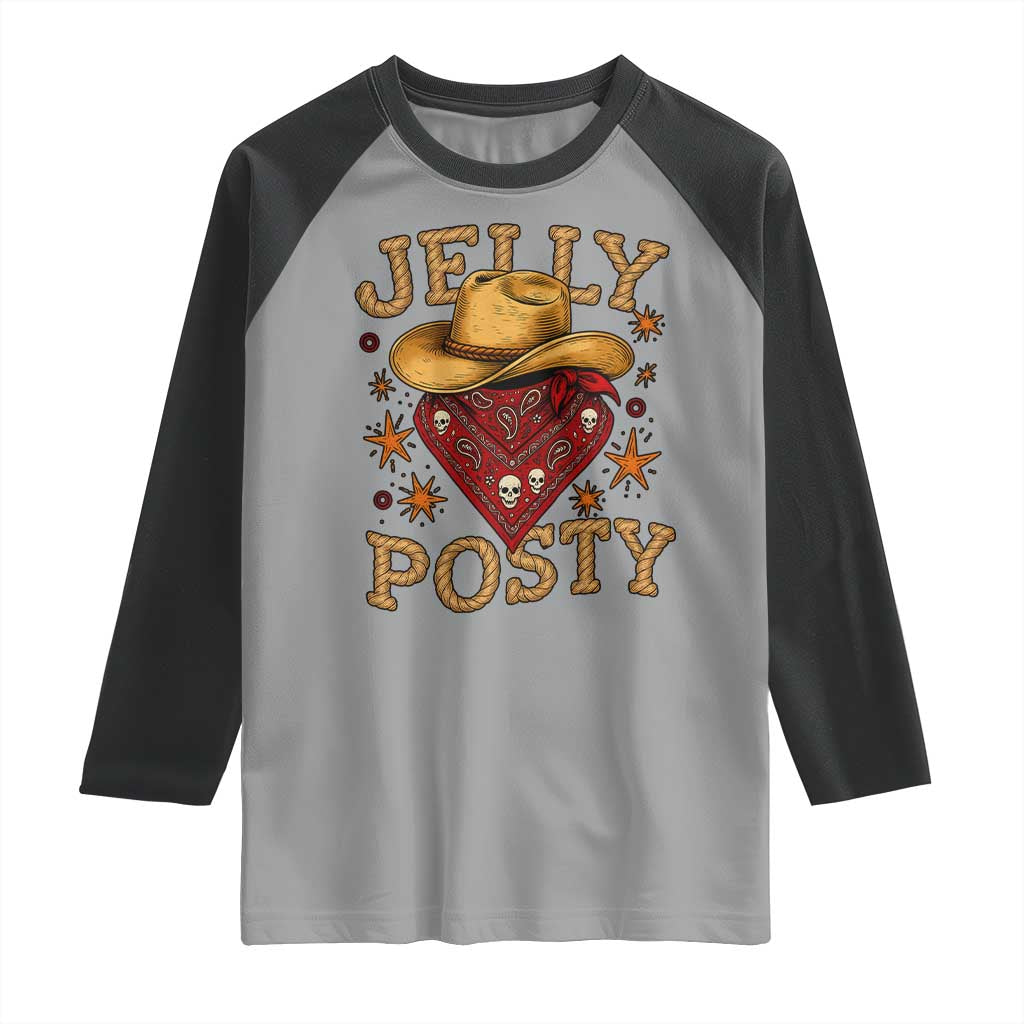 Jelly Posty Cowboy Bandana Raglan Shirt Funny Country Western Rodeo TS02 Sport Gray Black Print Your Wear