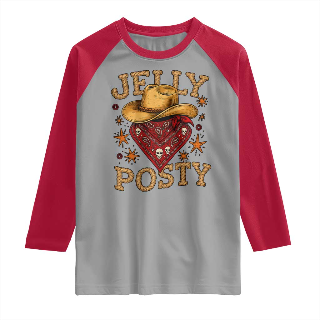 Jelly Posty Cowboy Bandana Raglan Shirt Funny Country Western Rodeo TS02 Sport Gray Red Print Your Wear