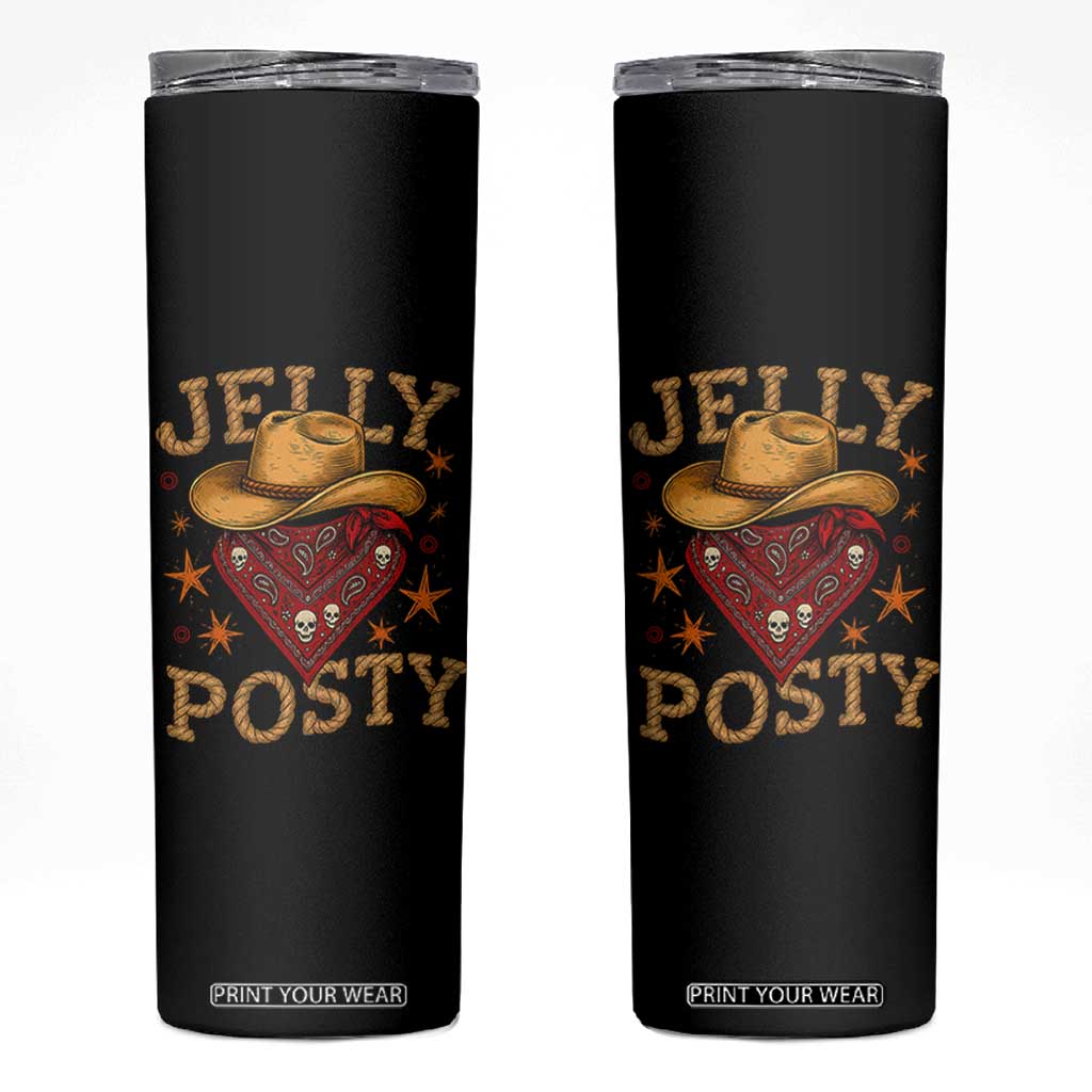 Jelly Posty Cowboy Bandana Skinny Tumbler Funny Country Western Rodeo TS02 Black Print Your Wear