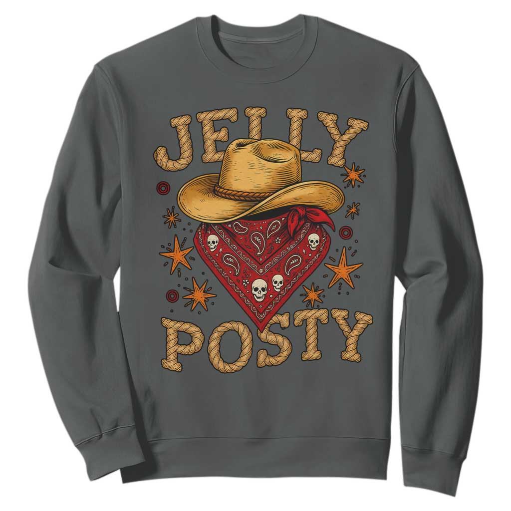 Jelly Posty Cowboy Bandana Sweatshirt Funny Country Western Rodeo TS02 Dark Heather Print Your Wear