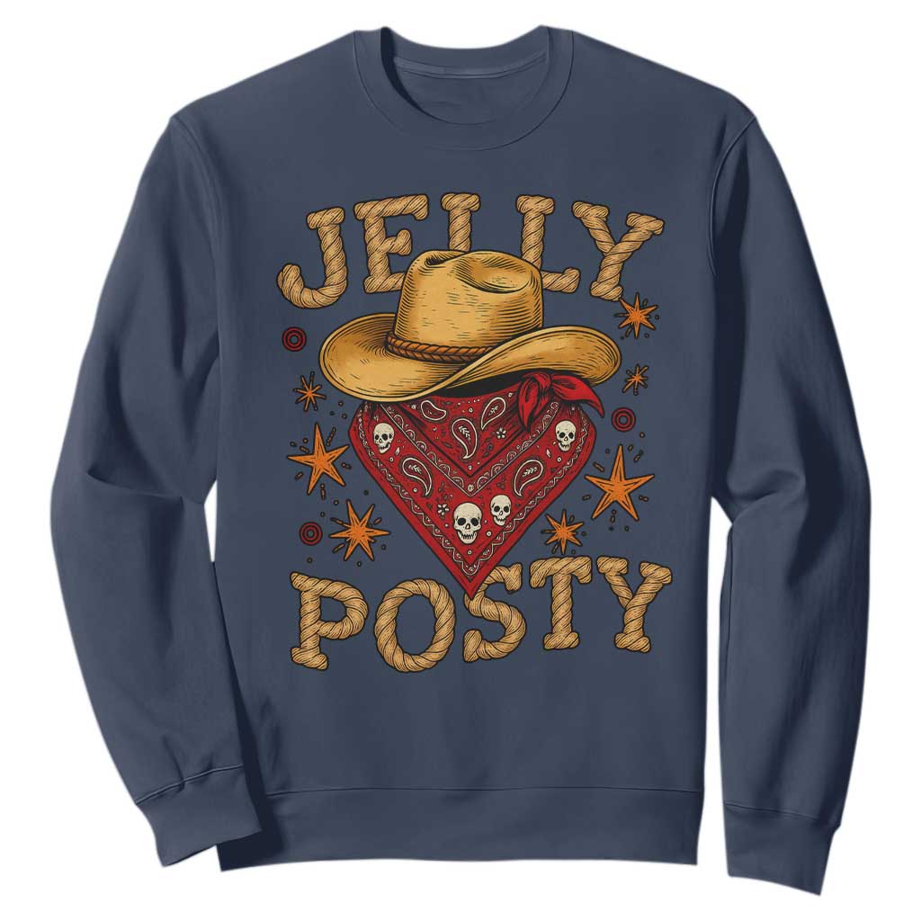 Jelly Posty Cowboy Bandana Sweatshirt Funny Country Western Rodeo TS02 Navy Print Your Wear