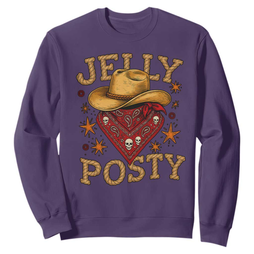 Jelly Posty Cowboy Bandana Sweatshirt Funny Country Western Rodeo TS02 Purple Print Your Wear