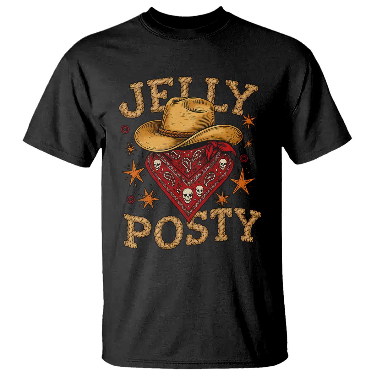 Jelly Posty Cowboy Bandana T Shirt Funny Country Western Rodeo TS02 Black Print Your Wear