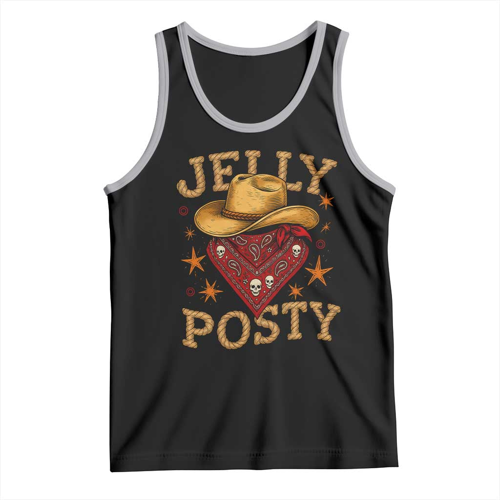 Jelly Posty Cowboy Bandana Tank Top Funny Country Western Rodeo TS02 Black Athletic Heather Print Your Wear