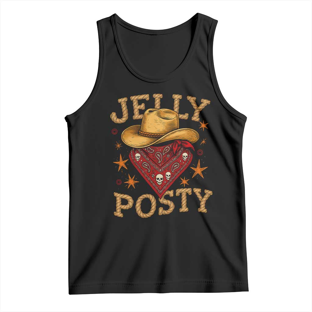 Jelly Posty Cowboy Bandana Tank Top Funny Country Western Rodeo TS02 Black Print Your Wear