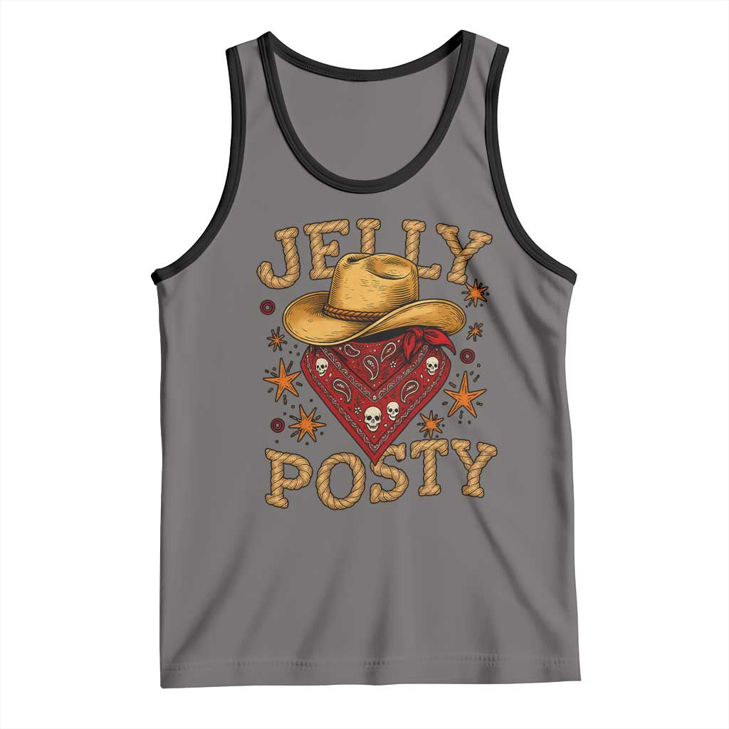 Jelly Posty Cowboy Bandana Tank Top Funny Country Western Rodeo TS02 Deep Heather Black Print Your Wear