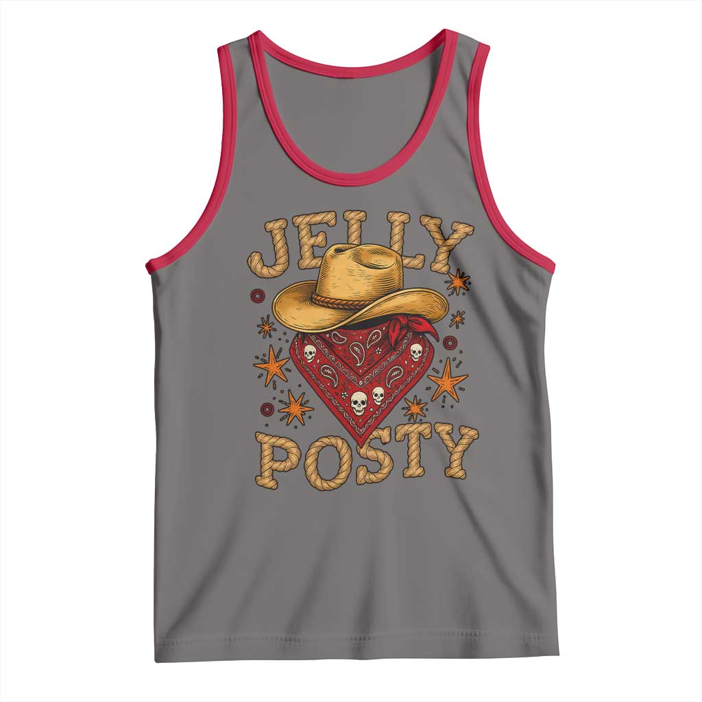 Jelly Posty Cowboy Bandana Tank Top Funny Country Western Rodeo TS02 Deep Heather Red Print Your Wear