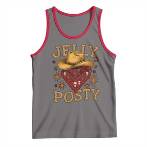 Jelly Posty Cowboy Bandana Tank Top Funny Country Western Rodeo TS02 Deep Heather Red Print Your Wear