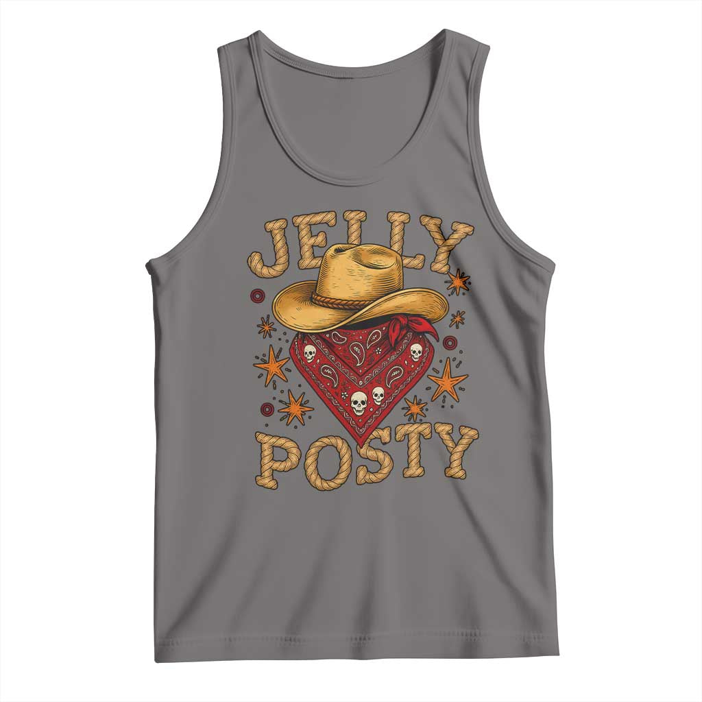 Jelly Posty Cowboy Bandana Tank Top Funny Country Western Rodeo TS02 Deep Heather Print Your Wear