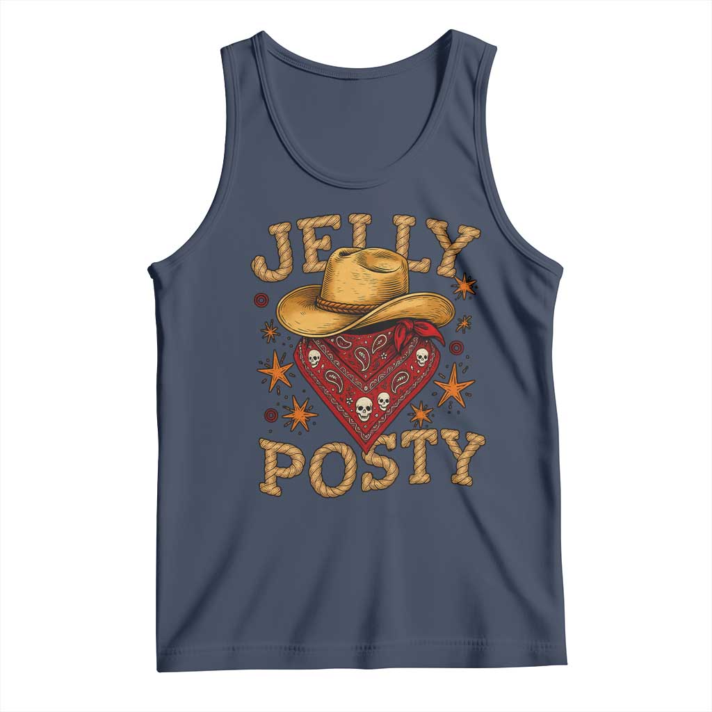 Jelly Posty Cowboy Bandana Tank Top Funny Country Western Rodeo TS02 Navy Print Your Wear
