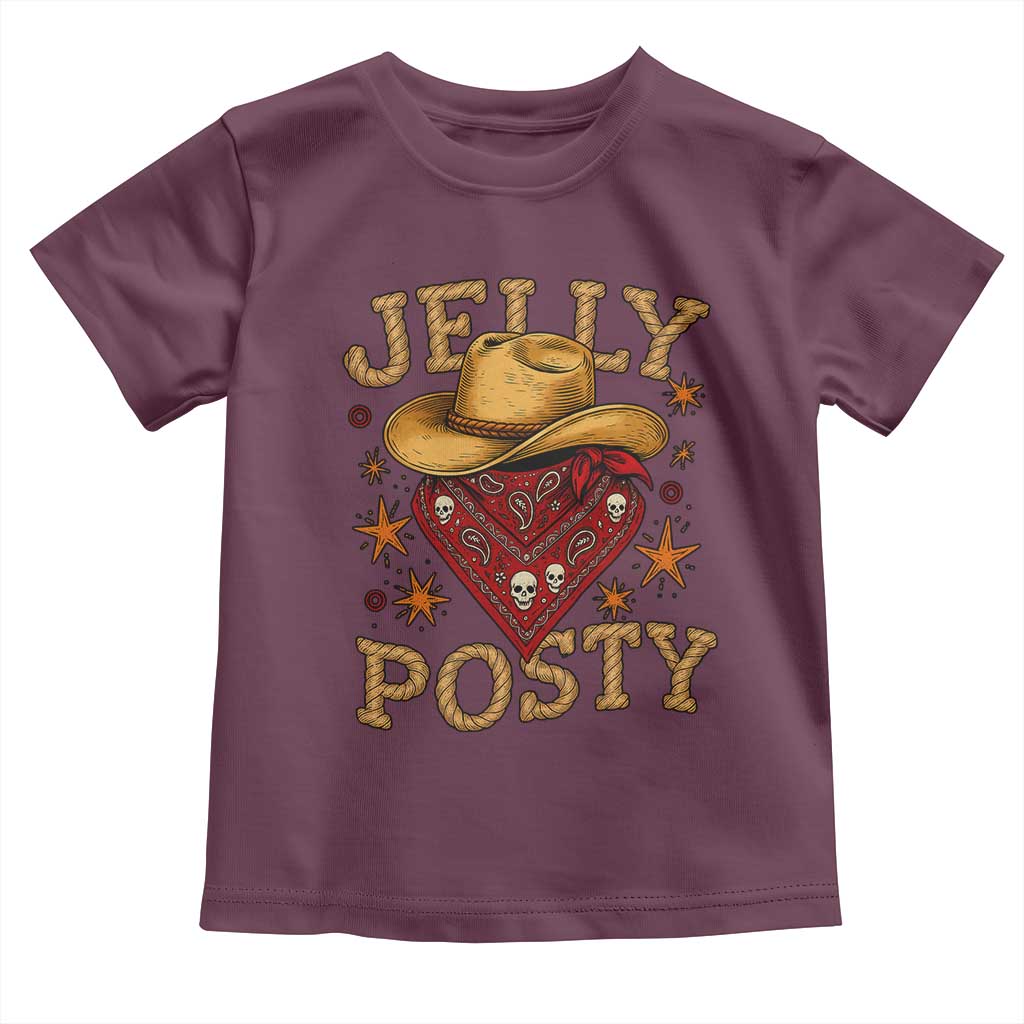 Jelly Posty Cowboy Bandana Toddler T Shirt Funny Country Western Rodeo TS02 Maroon Print Your Wear