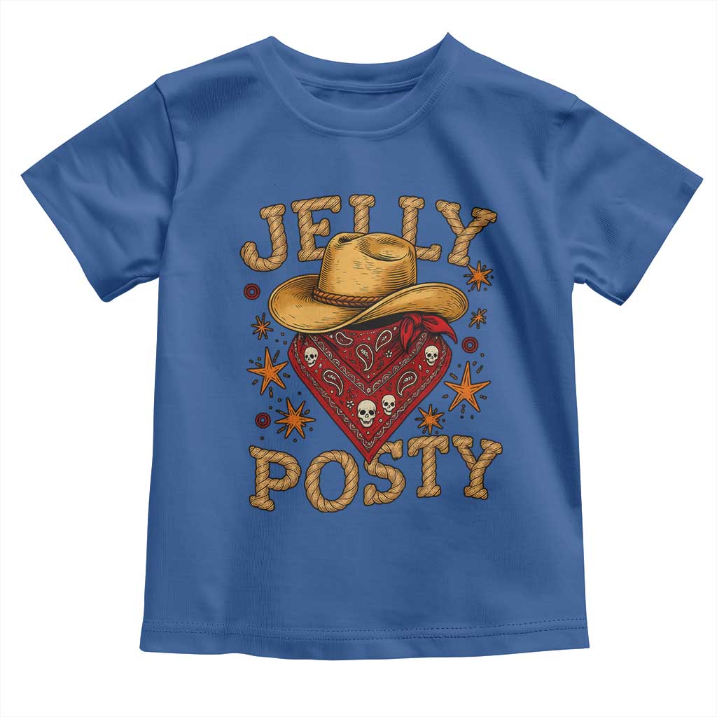 Jelly Posty Cowboy Bandana Toddler T Shirt Funny Country Western Rodeo TS02 Royal Blue Print Your Wear