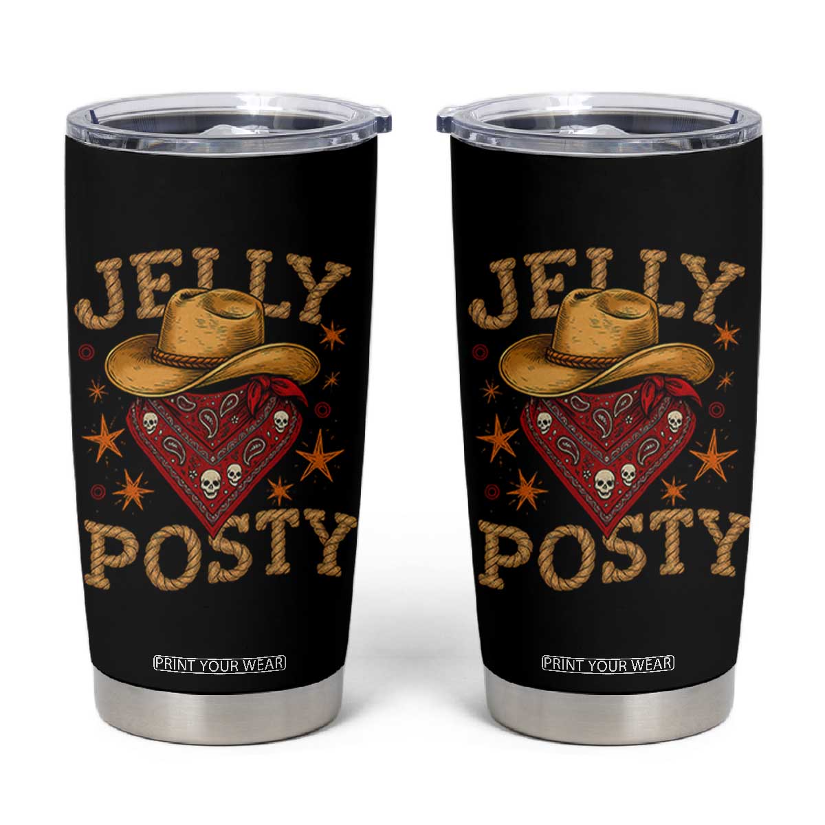 Jelly Posty Cowboy Bandana Tumbler Cup Funny Country Western Rodeo TS02 Black Print Your Wear