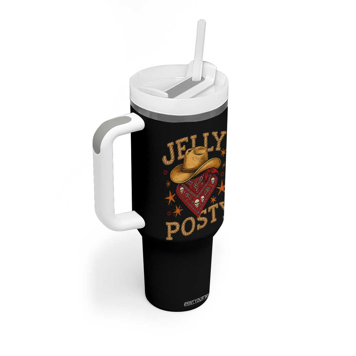 Jelly Posty Cowboy Bandana Tumbler With Handle Funny Country Western Rodeo TS02 Print Your Wear