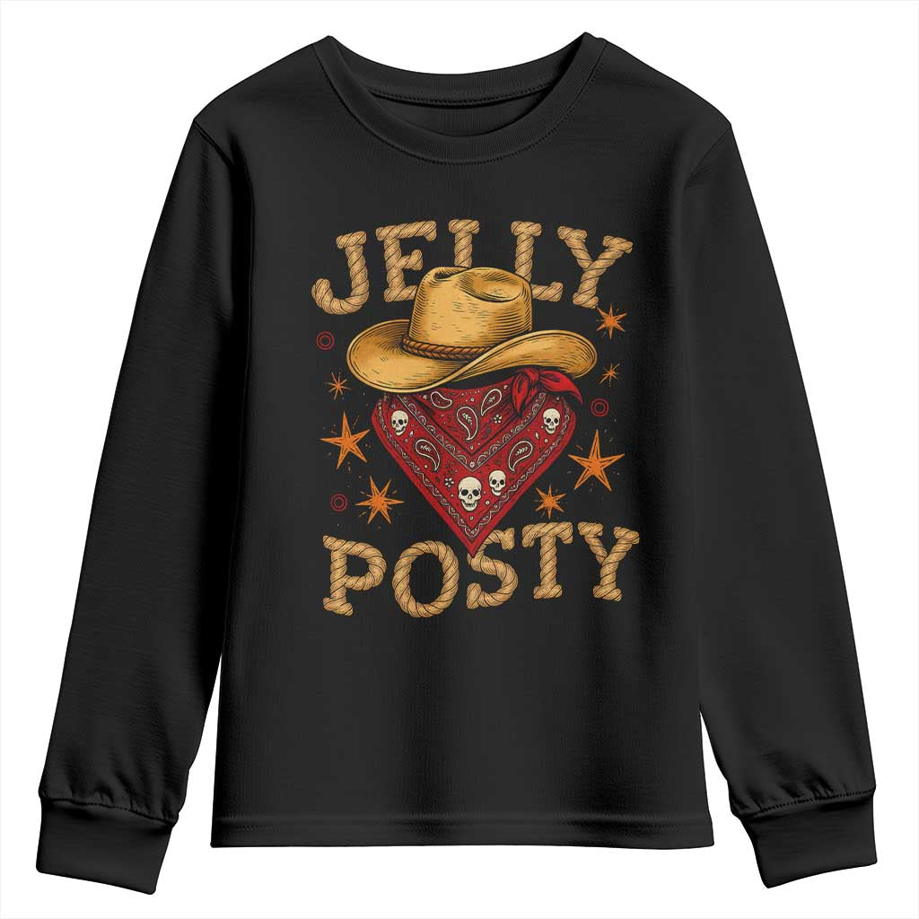 Jelly Posty Cowboy Bandana Youth Sweatshirt Funny Country Western Rodeo TS02 Black Print Your Wear
