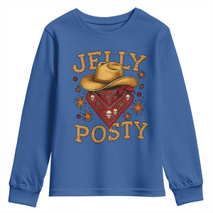 Jelly Posty Cowboy Bandana Youth Sweatshirt Funny Country Western Rodeo TS02 Royal Blue Print Your Wear