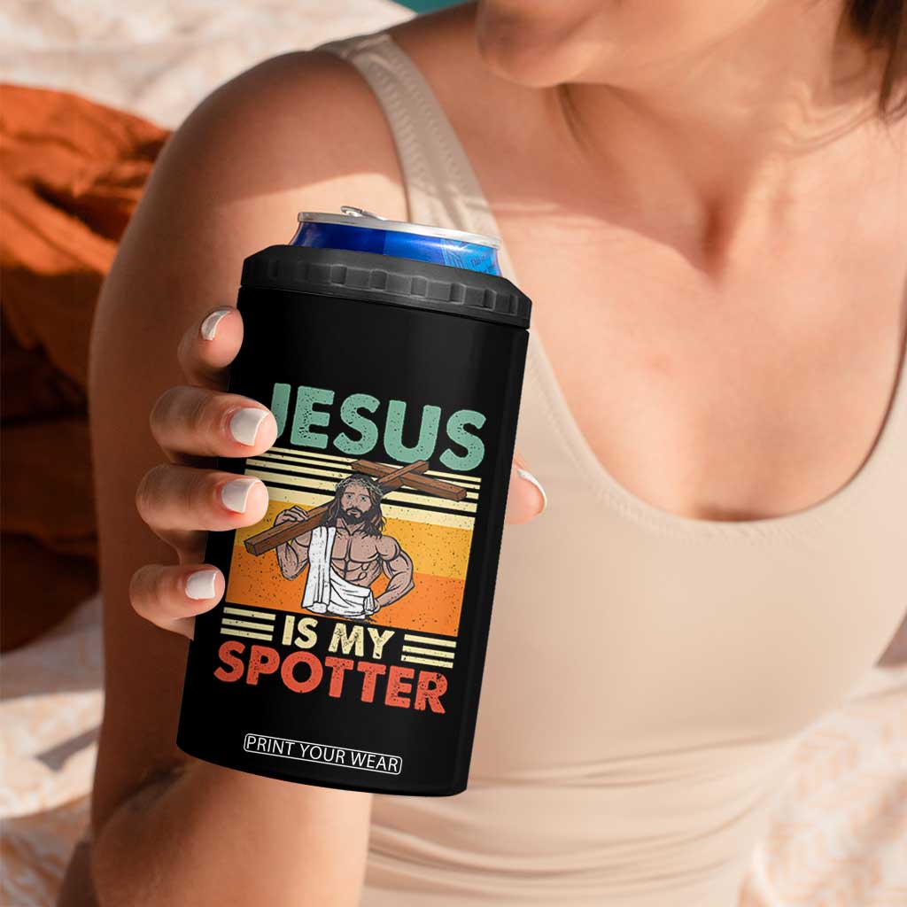 Jesus Is My Spotter 4 in 1 Can Cooler Tumbler Funny Gym Christian Fitness TS02 Print Your Wear