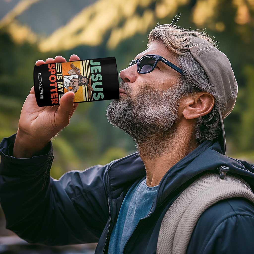 Jesus Is My Spotter 4 in 1 Can Cooler Tumbler Funny Gym Christian Fitness TS02 Print Your Wear