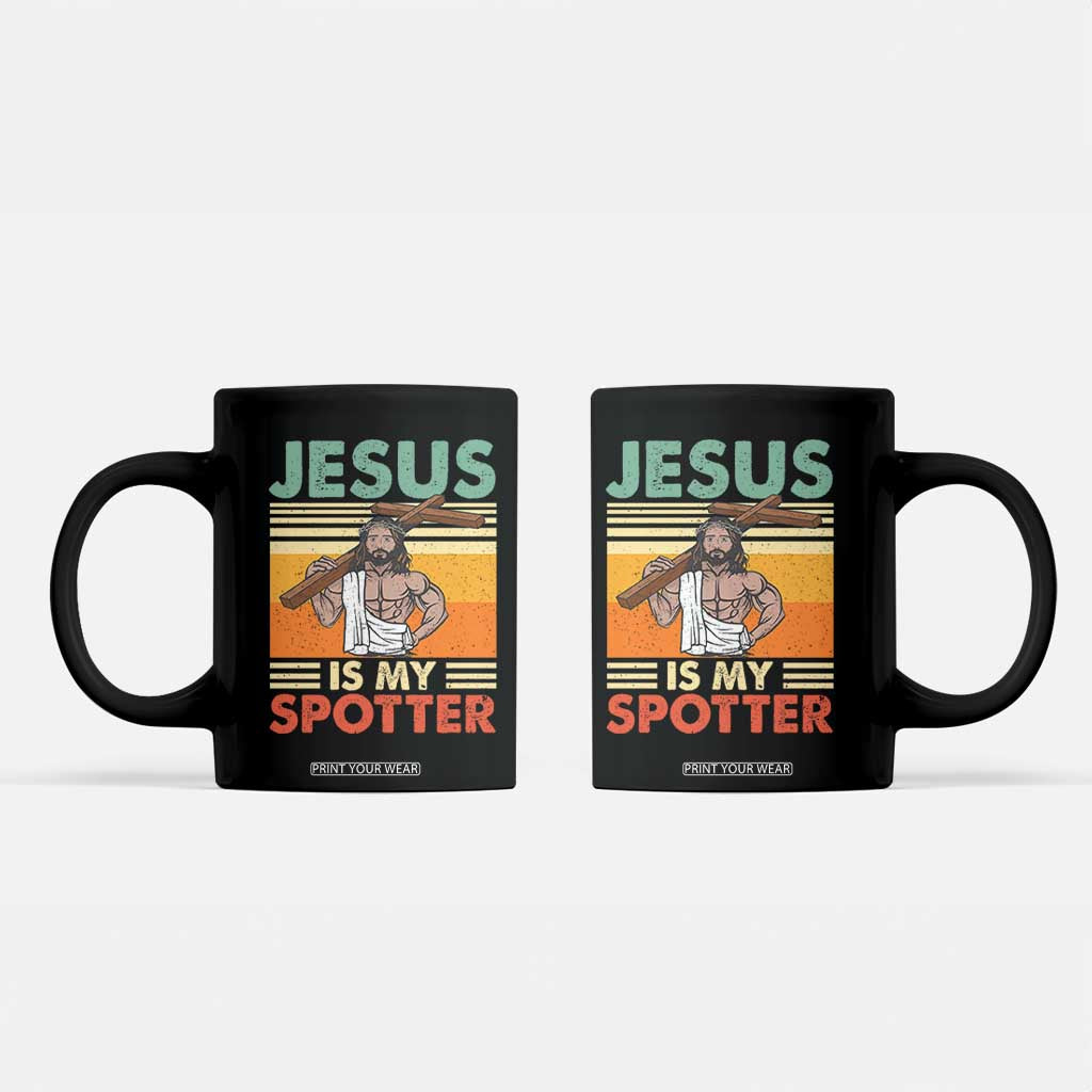 Jesus Is My Spotter Coffee Mug Funny Gym Christian Fitness TS02 Black Print Your Wear