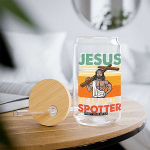 Jesus Is My Spotter Glass Can Funny Gym Christian Fitness TS02 Print Your Wear
