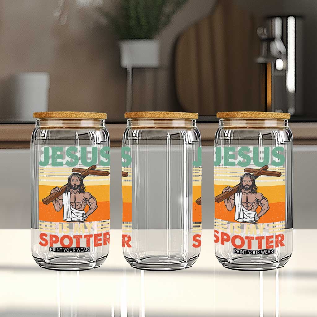 Jesus Is My Spotter Glass Can Funny Gym Christian Fitness TS02 Print Your Wear