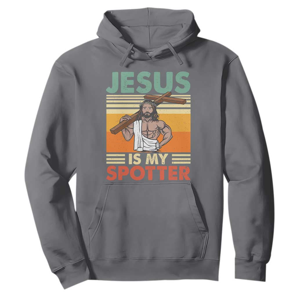 Jesus Is My Spotter Hoodie Funny Gym Christian Fitness TS02 Charcoal Print Your Wear