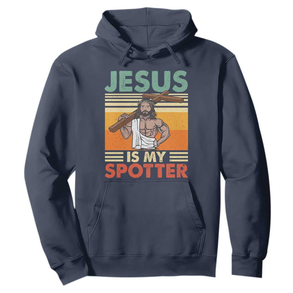 Jesus Is My Spotter Hoodie Funny Gym Christian Fitness TS02 Navy Print Your Wear
