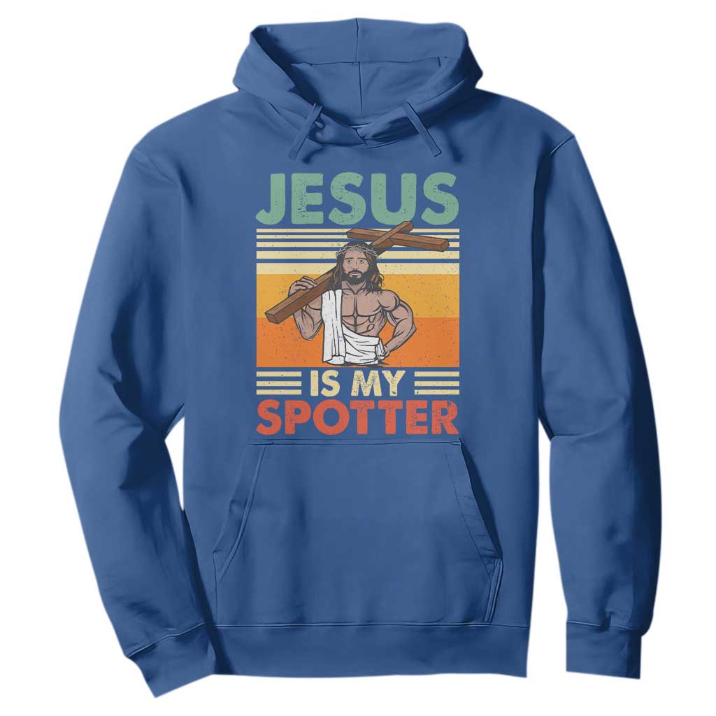 Jesus Is My Spotter Hoodie Funny Gym Christian Fitness TS02 Royal Blue Print Your Wear