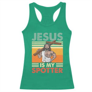 Jesus Is My Spotter Racerback Tank Top Funny Gym Christian Fitness TS02 Irish Green Print Your Wear