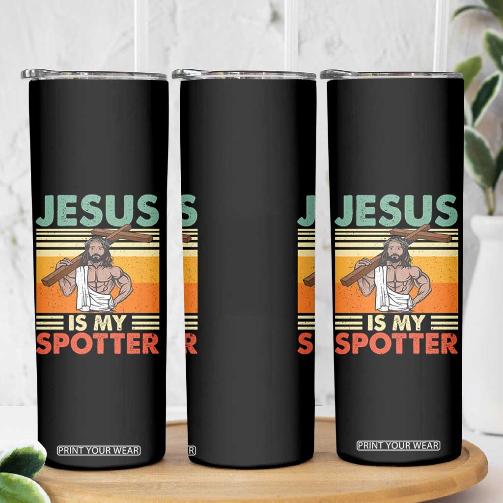 Jesus Is My Spotter Skinny Tumbler Funny Gym Christian Fitness TS02 Print Your Wear