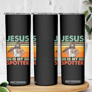 Jesus Is My Spotter Skinny Tumbler Funny Gym Christian Fitness TS02 Print Your Wear