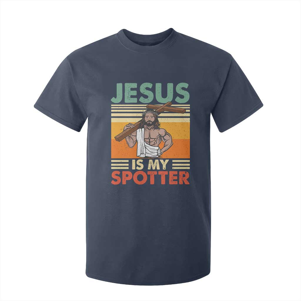 Jesus Is My Spotter T Shirt For Kid Funny Gym Christian Fitness TS02 Navy Print Your Wear