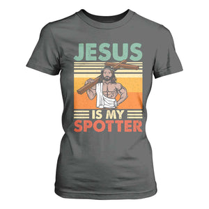 Jesus Is My Spotter T Shirt For Women Funny Gym Christian Fitness TS02 Dark Heather Print Your Wear