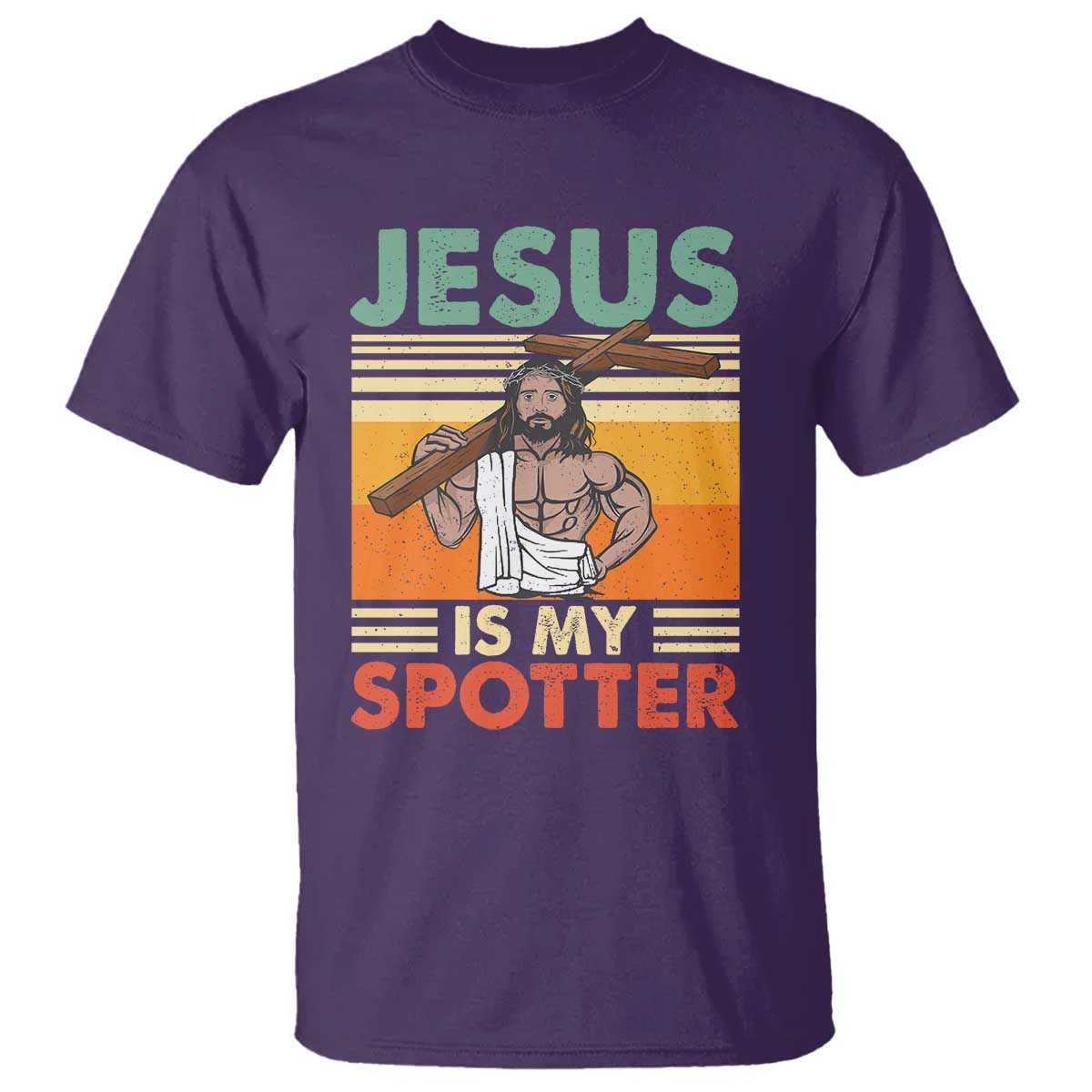 Jesus Is My Spotter T Shirt Funny Gym Christian Fitness TS02 Purple Print Your Wear