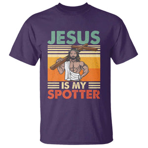 Jesus Is My Spotter T Shirt Funny Gym Christian Fitness TS02 Purple Print Your Wear