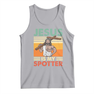 Jesus Is My Spotter Tank Top Funny Gym Christian Fitness TS02 Athletic Heather Print Your Wear