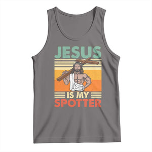 Jesus Is My Spotter Tank Top Funny Gym Christian Fitness TS02 Deep Heather Print Your Wear