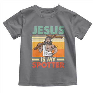 Jesus Is My Spotter Toddler T Shirt Funny Gym Christian Fitness TS02 Charcoal Print Your Wear