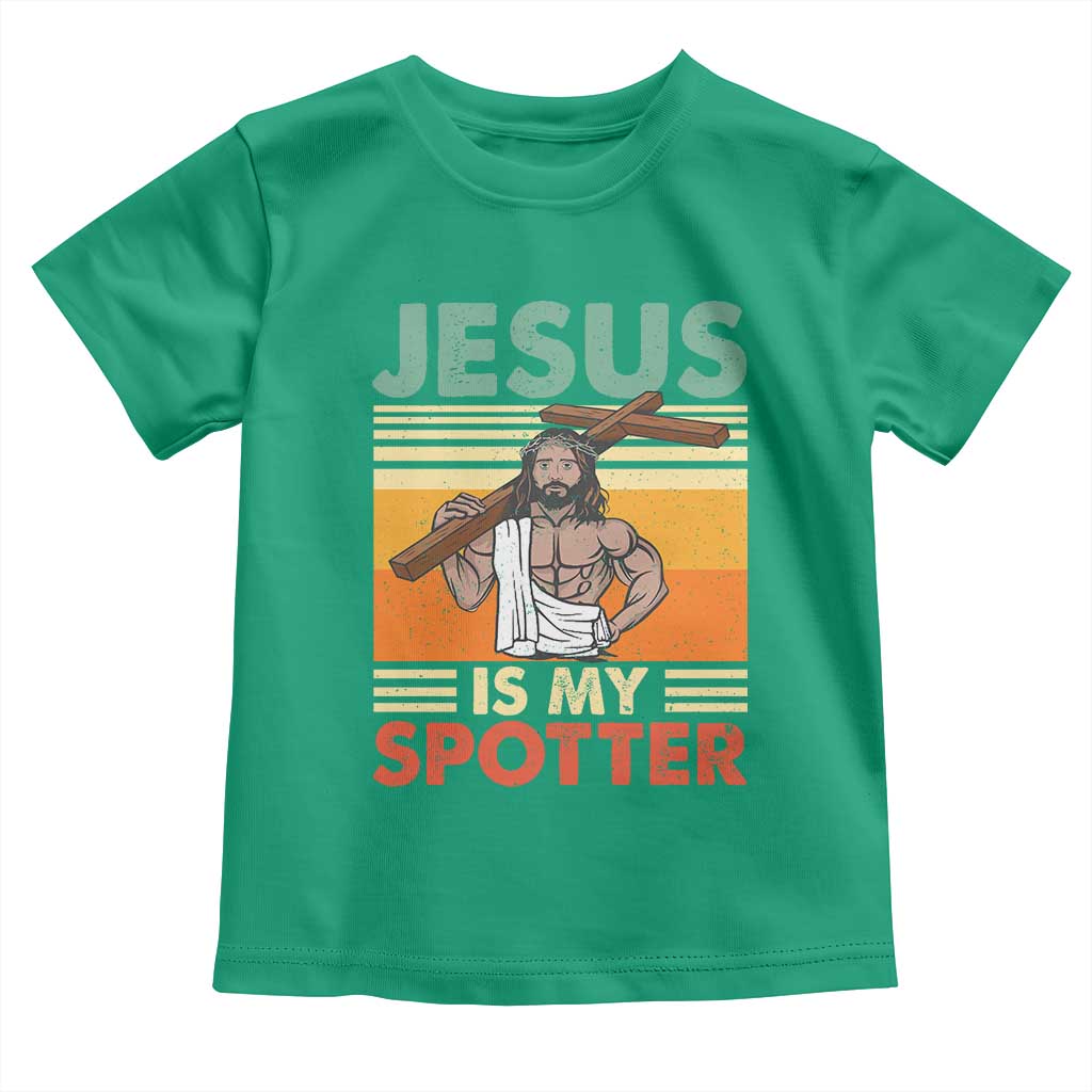 Jesus Is My Spotter Toddler T Shirt Funny Gym Christian Fitness TS02 Irish Green Print Your Wear