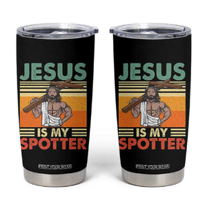 Jesus Is My Spotter Tumbler Cup Funny Gym Christian Fitness TS02 Black Print Your Wear
