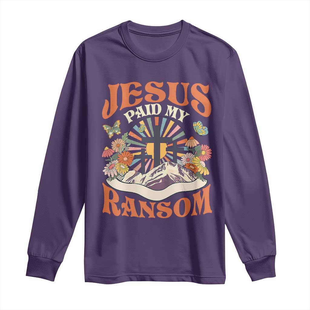 Jesus Paid My Ransom Long Sleeve Shirt Jesus Christian Faith Good Friday Bible Verse TS11 Purple Print Your Wear